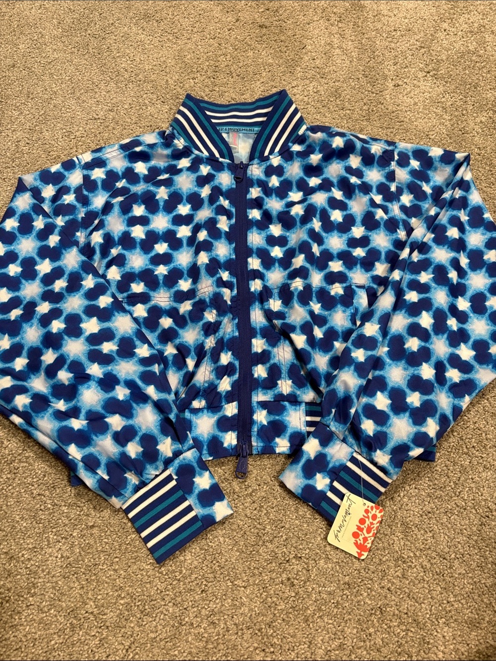 NWT FP Movement Blue Printed Tennis Jacket